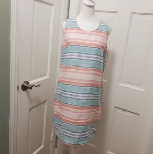NWT Island Company Striped Linen Shift Dress Size Large Ret. $185 Preppy, Resort